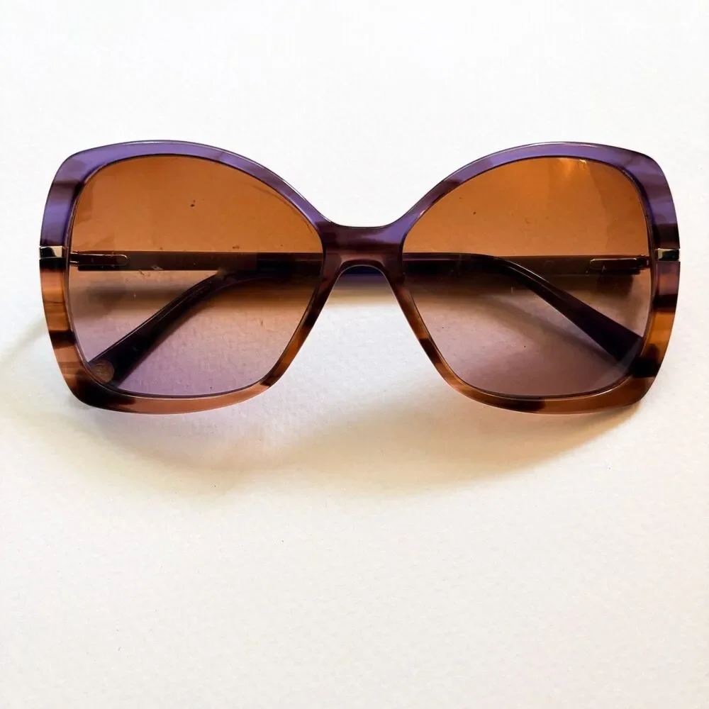 Ted Baker London Sunglasses Purple Frame Gradient Lens Oversize Lenses 58mm Wide
